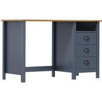 Vidaxl Desk Hill With 3 Drawers Grey 120X50X74 Cm Solid Pine Wood