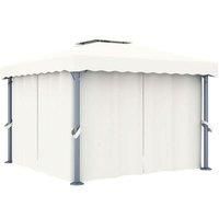 vidaXL Gazebo with Curtain Outdoor Garden Patio Backyard UV Resistant Party Tent Canopy Marquee Pavilion Shelter Shade 3x3m Cream White Aluminium