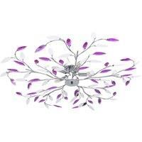 vidaXL Ceiling Lamp with Acrylic Crystal Leaf Arms for 5 E14 Bulbs Purple, Purple