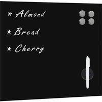 vidaXL Wall Mounted Magnetic Dry-erase Glass Board Black with Board Wiper, White Writing Pen, and Magnets - 50x50 cm Tempered Glass, Stain-Resistant, Scratch proof, Suitable for Home, Office, School.