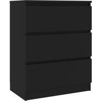vidaXL Sideboard with 3 Drawers - Engineered Wood Storage Cabinet/Side Cabinet/Lowboard for Living Room, Bedroom or Office - Minimalist Black Design, 60x35x76cm