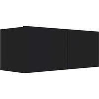 vidaXL Wall-Mounted TV Cabinet- Black Engineered Wood- Chic Design with Storage Compartments for Living Room, Bedroom- 80x30x30 cm