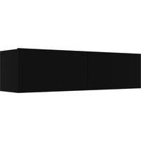 vidaXL Engineered Wood TV Cabinet in Black - Wall-Mounted, Chic Design with Two Drop-Down Doors, Easy Clean
