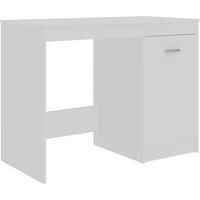 vidaXL Modern Design Engineered Wood White Desk - Storage Integrated Scandinavian Style - Ideal for Office and Living Room