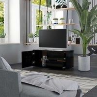 vidaXL TV Cabinet Black Engineered Wood - 80 x 34 x 36cm | Media Hi-Fi Stand | Drawers & Compartment | Living Room/Bedroom Scandinavian Style