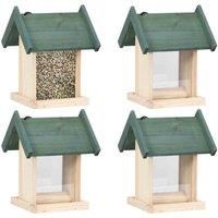 4x Firwood Bird Feeders Garden Wooden Wild Feeding Station House vidaXL