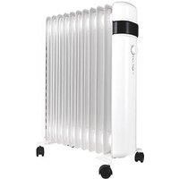 Oil Filled Radiator White Steel Freestanding LCD Display Smart 2500W 240V IPX0
