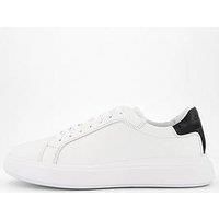 Calvin Klein Low Top Leather Lace Up Sneaker - White/Black