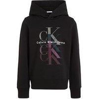 Calvin Klein Jeans Girls Monogram Repeat Hoodie - Ck Black