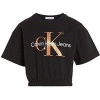 Calvin Klein Jeans Girls Bronze Monogram T-Shirt - Ck Black