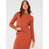 Calvin Klein Wool Blend Side Split Knitted Jumper - Orange