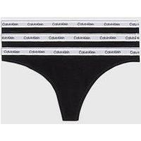 Calvin Klein Women Pack of 3 Thong Modern Logo Tanga, Black (Black/Black/Black), L