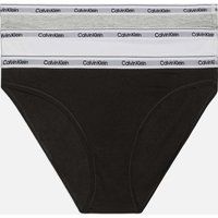 Calvin Klein Women/'s 3 Pack Bikini (Low-Rise) 000QD5207E Panties, Multicolour (Black/White/Grey Heather), XS