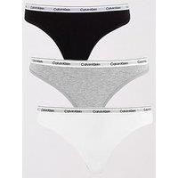 Calvin Klein Women/'s 3 Pack Bikini (Low-Rise) 000QD5207E Panties, Multicolour (Black/White/Grey Heather), XS