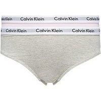 Calvin Klein Girls 2 Pack Bikini Briefs - Grey/Pink