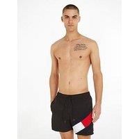 Tommy Hilfiger Men SF Medium Drawstring Swimming Trunks Long, Black (Black), S