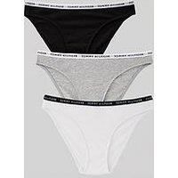 Tommy Hilfiger Women/'s 3p Bikini Bikini Style Underwear, Brown (Medium Grey Htr/White/Black), XS
