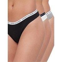 Tommy Hilfiger Women/'s 3P Thong Panties, White/Desert Sky/Primary Red, M