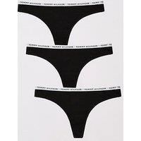 Tommy Hilfiger 3 Pack Waistband Logo Thong-Black