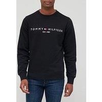 Tommy Hilfiger Men Tommy Logo Sweatshirt without Hood, Black (Black), XL