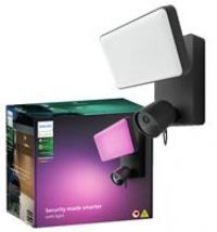 Philips Hue Secure Floodlight with Integrated Smart 1080p Home Security Camera, Black, for Outdoor Use, Easy to Install, Two-Way Talk, Works with the Security Center in the App