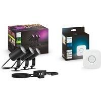 Philips Hue Philips Hue Lily White And Colour Ambiance Outdoor Smart Spotlight Base Kit With Hue Bridge