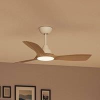 Philips Olas Ceiling Fan, 3 Blades, 24W LED Light, DC Motor, Color Temperature Range (3000K-4300K-6500K) with Dimmable Function, Remote Included, 42",White and Wood