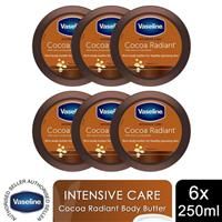 Vaseline Jelly Intensive Care Cocoa Radiant Moisture Rich Body Butter 250ml, 6pk