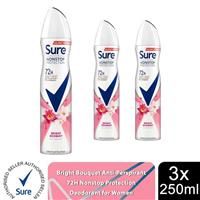 Sure Bright Bouquet Nonstop Protection MotionSense technology anti-perspirant deodorant spray Anti-perspirant Deodorant Aerosol 72h protection against sweat and odour 6 x 250 ml