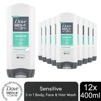 Dove Men+Care Sensitive 3-in-1 Hair, Body and Face Wash Body Cleanser shower gel with 24 hour nourishing MicroMoisture technology for healthier, smoother-feeling skin 400 ml