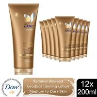 Dove Summer Revived Medium to Dark Gradual Tanning Lotion For a Sun-Kissed Glow Self Tan Body Lotion Tanning Lotion For All Skin Types 6 x 200 ml