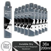 Dove Men+Care Advanced Invisible Dry Antiperspirant Aerosol anti white marks deodorant for men with 1/4 moisturising cream for 72h sweat and odour protection 200 ml