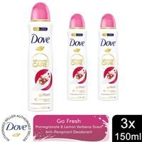 Dove Advanced Care Go Fresh Pomegranate & Lemon Verbena Scent Women/'s Antiperspirant Deodorant Spray for 72 hour protection against sweat and odour with Pro-Ceramide technology 150 ml