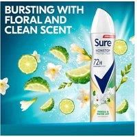 Sure Women Antiperspirant Deodorant Aerosol Nonstop Freesia & Water Lily 250ml, 250 ml (Pack of 1)