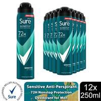 Sure Men Antiperspirant Deodorant Aerosol Nonstop Sensitive 250ml