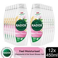 Radox Mineral Therapy Feel Moisturised Body Wash shower gel with a chamomile & oat fragrance for a soothing shower experience 6x 450 ml