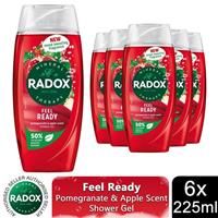 Radox Mineral Therapy Feel Ready Shower Gel with Pomegranate & Apple Scent - 225ml (Pack of 6)