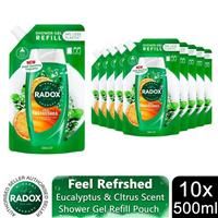 Radox Mineral Therapy Shower Gel Refill Pouch Feel Refreshed 500 ml, 10 Pack