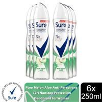 Sure Women Anti-perspirant 72H Nonstop Protection Pure Melon Aloe Deo, 3x250ml