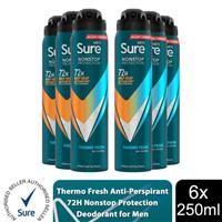 Sure Thermo Fresh Nonstop Protection Antiperspirant Deodorant with Body Heat Activated technology Aerosol Spray for 72-hour sweat and odour protection 250 ml