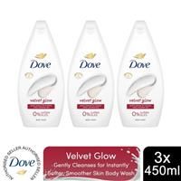 Dove Velvet Glow Body Wash Body Cleanser Shower Gel With Plant-Based Moisturisers For Softer, Smoother Skin After One Shower 450 Ml
