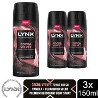 Lynx Fine Fragrance Collection Cocoa Velvet Premium Body Spray Men/'s Deodorant infused with a cocoa, vanilla & cedarwood scent for 72 hours of freshness 150 ml