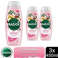 Radox Mineral Therapy Feel Indulged Shower Gel Body Wash uniquely blended with minerals, herbs and a passionfruit & shea scent for a mood-boosting experience 450 ml