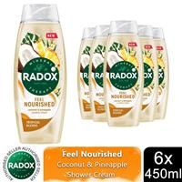 Radox Mineral Therapy Feel Nourished Shower Cream Body Wash uniquely blended with minerals, herbs and a coconut & pineapple scent for a mood-boosting experience 6x 450 ml