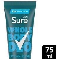Sure Men Ocean Rush Whole Body Deodorant men/'s deodorant cream with a herbal & woody fragrance for 72 hour odour control 75 ml