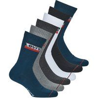 Levi/'s Unisex Socks Sport Logo Crew Cut Socks Bleue / White / Grey / Blakc 39/42 pack of 6