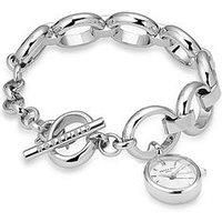 Rosefield Oval Charm Chain Watch With Silver Dial In A Silver Colour Case And Stainless Steel Bracelet