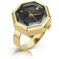 Rosefield SBGSG-O67 Stainless Steel Watch Ring with Black Dial and 18 x 18 mm Gold Case, gold, standard size, Elegant