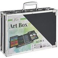 VAN NASSAU FINE ART 145-Piece Art Drawing Box, Metal Storage Case, Creativity Box for Children and Adults