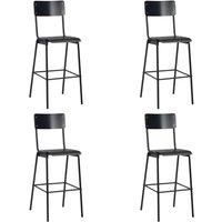 vidaXL Bar Chairs - Set of 4 - Sturdy Black Solid Plywood and Powder-Coated Steel Construction - Easy to Clean - Stackable for Space-Saving Storage - Comfortable 76cm Seat Height - Ideal for Kitch...